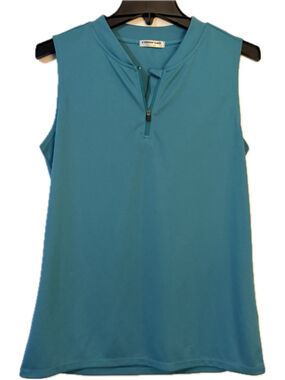 CoolRun Women's Sleeveless Quarter-Zip Performance Polo Tank Top Size Large